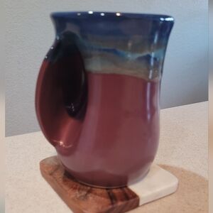 Handcrafted Ceramic Mug with Blue and Brown Glaze. Purple Passion.